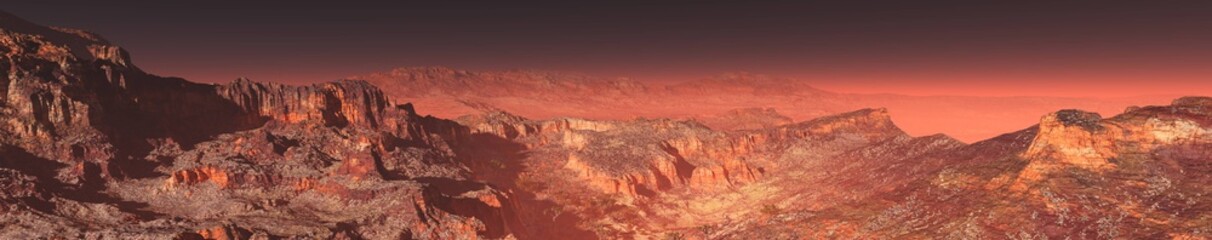 panorama of Mars, Martian landscape, surface of Mars, banner   © ustas