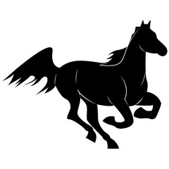 Vector image of a silhouette of a horse that jumps