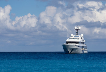 Fototapeta na wymiar Yacht in the Ionian Sea in Greece