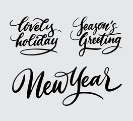 new year holiday handwriting typography. Good use for logotype, symbol, cover label, product, brand, poster title or any graphic design you want. Easy to use or change color
 