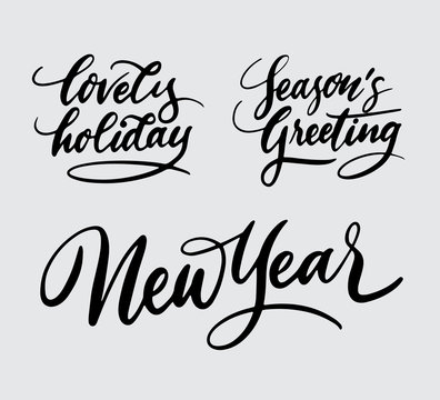 new year holiday handwriting typography. Good use for logotype, symbol, cover label, product, brand, poster title or any graphic design you want. Easy to use or change color
 