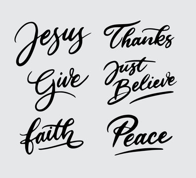 Jesus give faith and peace handwriting typography Good use for logotype, symbol, cover label, product, brand, poster title or any graphic design you want. Easy to use or change color
 