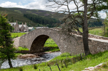 Fototapeta na wymiar Old stone bridge with high arch in Scotland