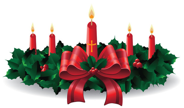 Advent calendar wreath with candles. Countdown to christmas. EPS 10 vector illustration.