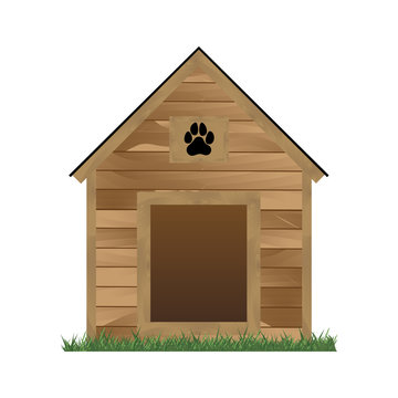 Vector wooden dog house  isolated on white background