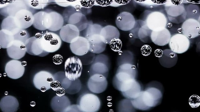 Water Bubbles on Black Background Close Up Macro