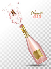 vector realistic pink champagne explosion