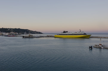 Obraz premium ferry moored in the port of zakynthos