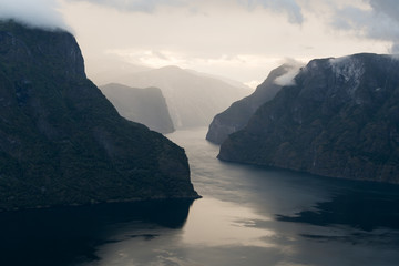Evening view of Aurlandsfjord, Norway