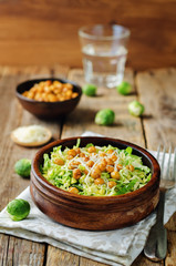 Shreded Brussels sprouts roasted chickpeas Parmesan salad