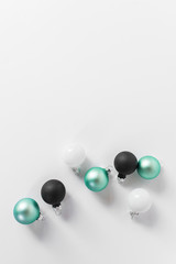 Christmas Ornaments, Simple Holiday Glass Balls in Green, White, and Black