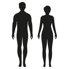 silhouette man and woman on a white background