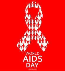 World aids day design illustration Concept with people icons as background. Red background