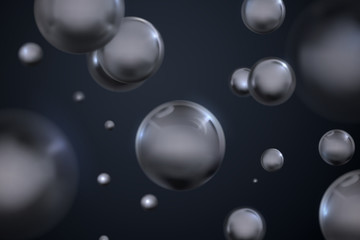 Abstract background with glossy black spheres.