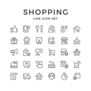 Set line icons of shopping
