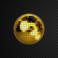 Discoball isolated on black transparent background.