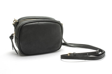 small black handbag with zipper isolated on white