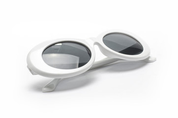 classic sunglasses in white frame isolated on white