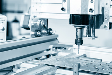 CNC milling machine working, Cutting metalwork process. Milling machine working on steel detail.