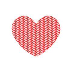 Knitted heart. Valentines day card. Vector illustration