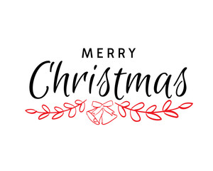 Merry Christmas hand drawn text, Calligraphy greeting card, Christmas vector typography