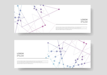 Vector template banner network technology and medical background. Polygonal space design with connecting dots and lines