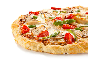 Pizza with mushrooms and artichokes 