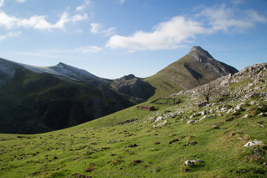 Parque Natural Aralar, in the background the mountain Larrunarri Txindoki, autumn