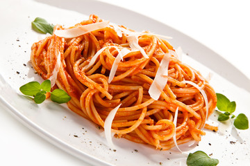     Pasta with pesto sauce and vegetables 