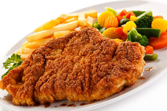 Fried pork chop with french fries 