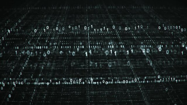 Dolly shot of binary code grid. Information technology concept. Computer generated seamless loop animation 4k (4096x2304)
