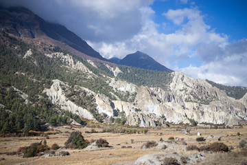 Fototapeta na wymiar Valley in the Himalaya mountains, Nepal