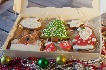 Beautiful set of holiday Christmas gingerbread cookies