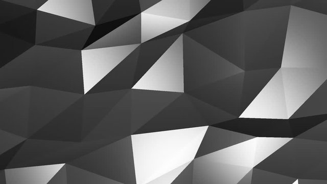 Abstract cg polygonal crystal surface. Geometric poly silver triangles motion background.