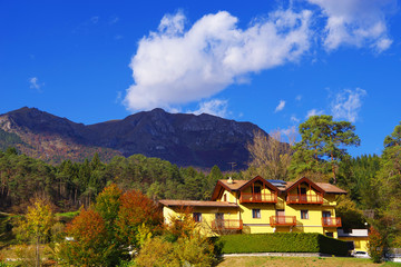 Fototapeta na wymiar Traditional architecture in Trentino, Dolomites, Italy