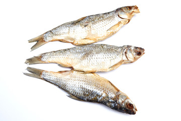 Dried fish on a white background