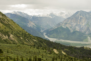 Mountain view from the Sheep Creek Trail in Klaune National Park, Yukon Territory, Canada