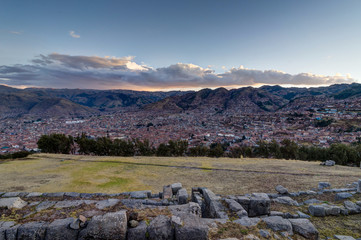 View over Cusco Peru during Sunset