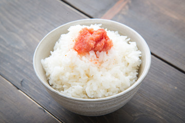 mentaiko, spicy cod roe, on rice