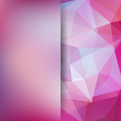 Abstract geometric style pink background. Blur background with glass. Vector illustration