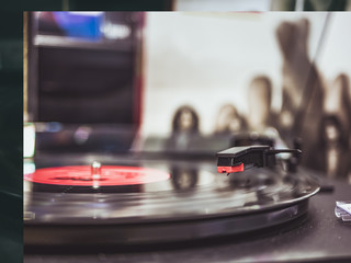 dj vinyl turntable and vinyl records vintage retro disk