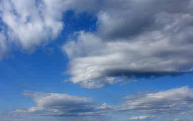 Naklejka na ściany i meble 青空と雲「空想・雲のモンスターたち」（これから現れるもの、何が起きるのか、変化の途中などのイメージ）雲などに文字入れスペース