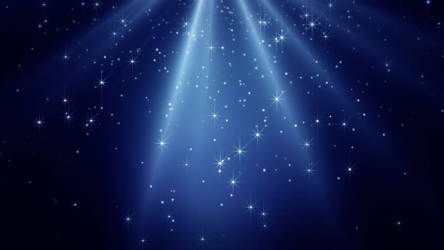 Falling stars on blue light background. Seamless loop Christmas background 