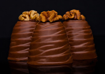 Luxury elegant milk chocolate candy with walnut