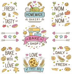 Colorful doodle bakery Logo and Ornament