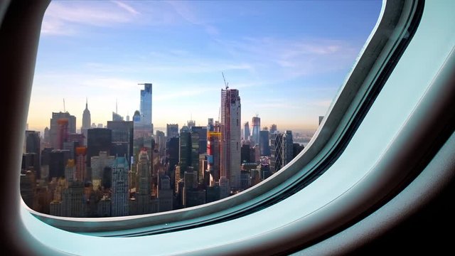 Manhattan seen from a plane's window 4k