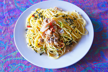 美味しいシーフードスパゲティー