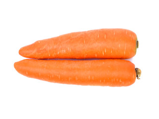 Carrots isolated on white background, top view
