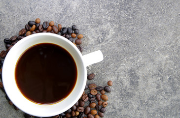 Black coffee on dark background