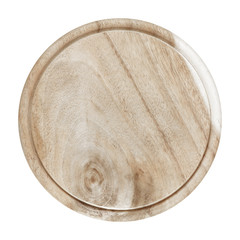 round wooden plate isolated on white background